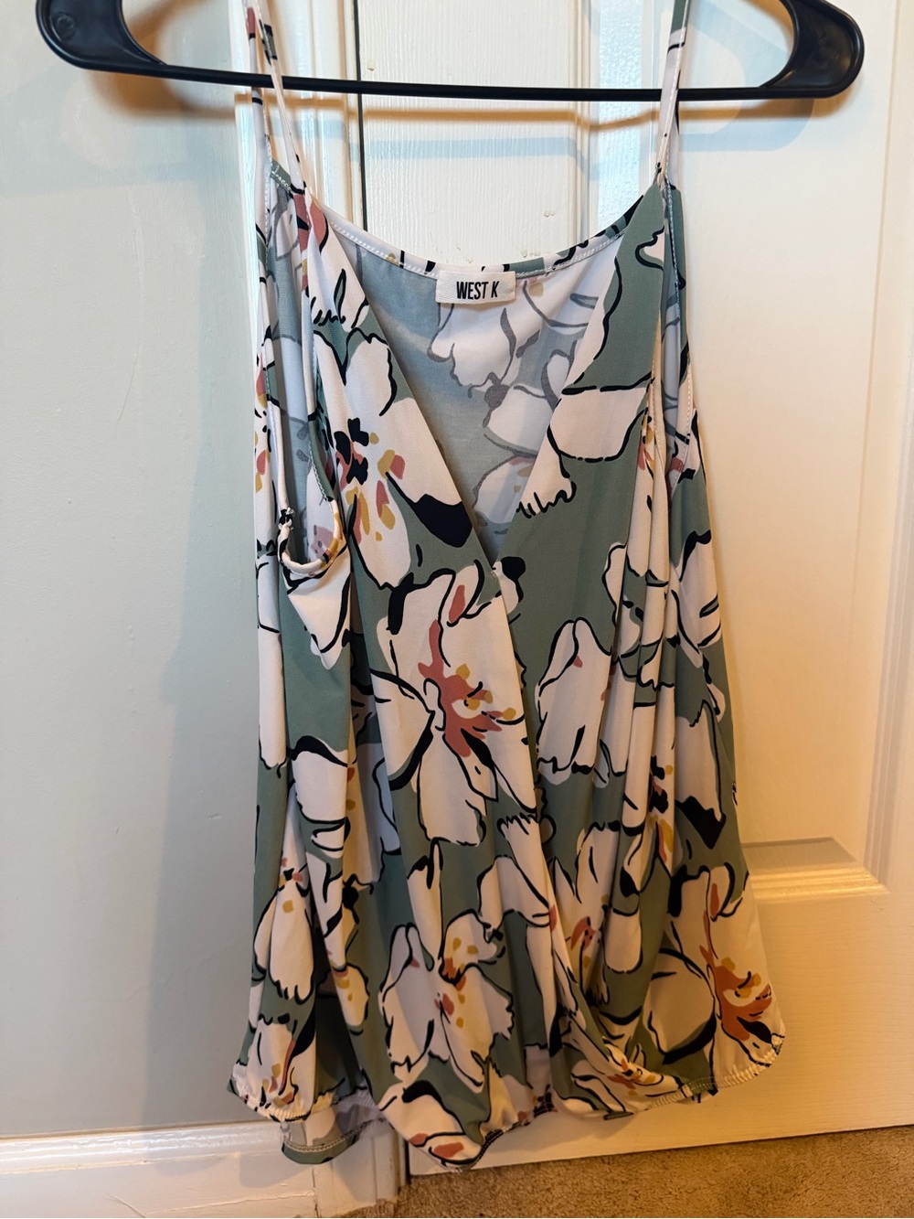 WEST K Floral Wrap-Front Camisole in Sage Green